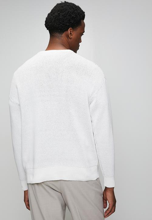 Only & Sons - ONS Rodeo Town  LS JACQUARD CREW KNIT - white