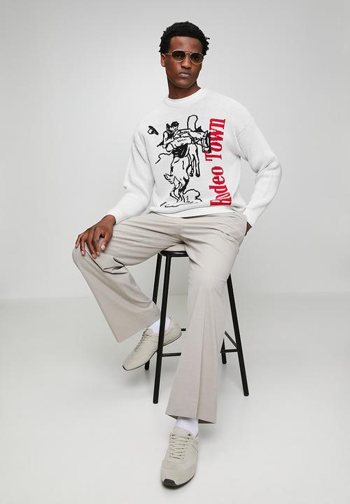 Only & Sons - ONS Rodeo Town  LS JACQUARD CREW KNIT - white