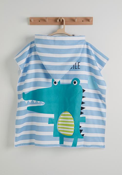 Pop Candy - Croc graphic hooded towel - blue stripe