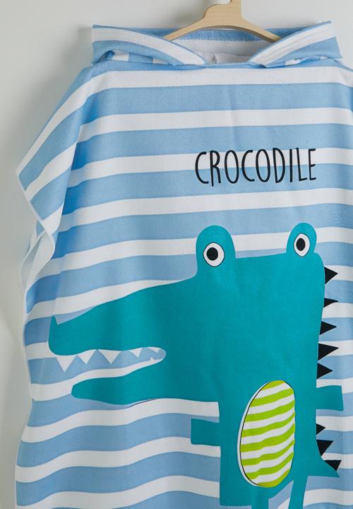 Pop Candy - Croc graphic hooded towel - blue stripe