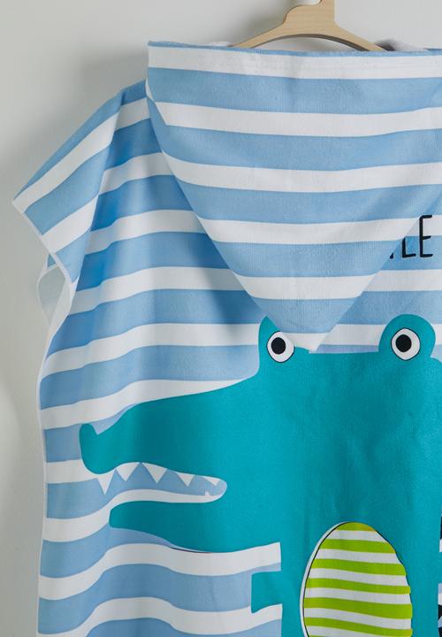 Pop Candy - Croc graphic hooded towel - blue stripe