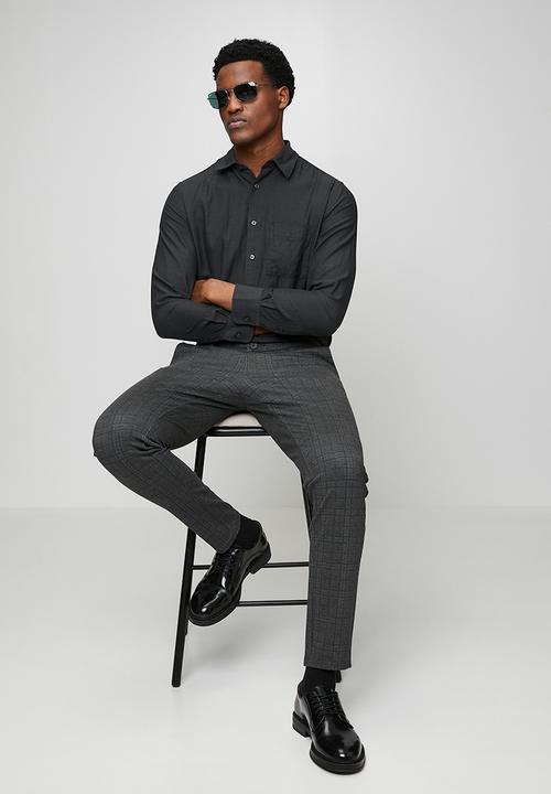 Only & Sons - ONSMARS REG FIT LONG SLEEVE SHIRT - Charcoal