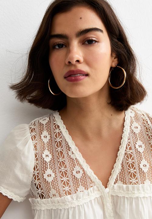 New Look - Libbi lace vnk btn blouse - cream