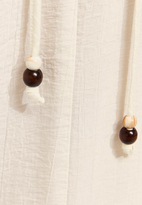 New Look - St textured bead detail wl trs - white