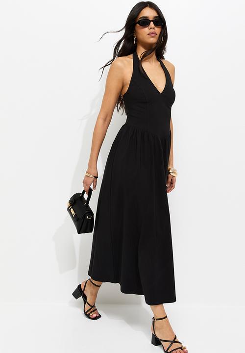 New Look - Ex ditsy beng halter midi  - black