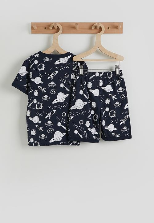 Pop Candy - Aop tee and shorts pj set - dark navy
