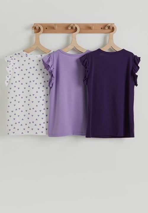 Pop Candy - 3 pack frilled sleeve tees - multi