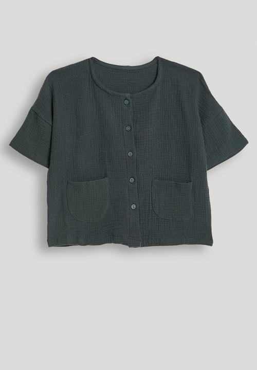 Pop Candy - Collarless shirt and shorts - charcoal