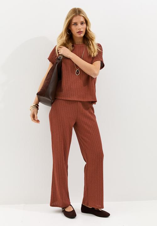 New Look - C&s vde pointelle trouser - rust