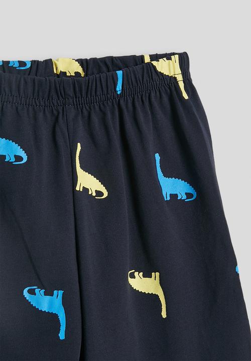 Pop Candy - Dino tee and aop shorts - grey/navy