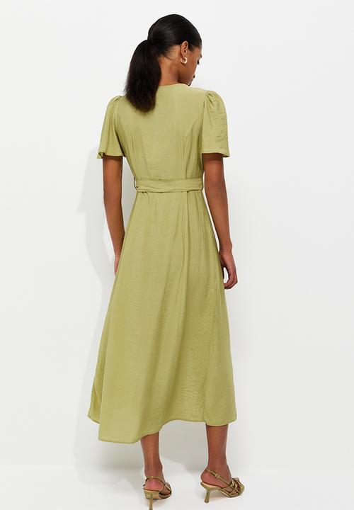 New Look - Jupiter bttn thru puff midi - Light khaki