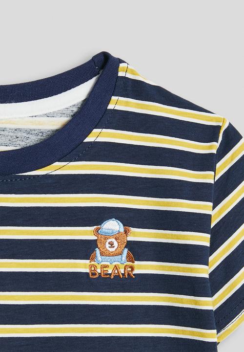 Pop Candy - Crew neck tee with shorts - navy/yellow stripes/grey