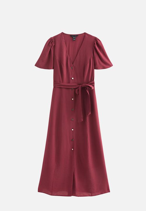 New Look - Jupiter bttn thru puff midi - Burgundy