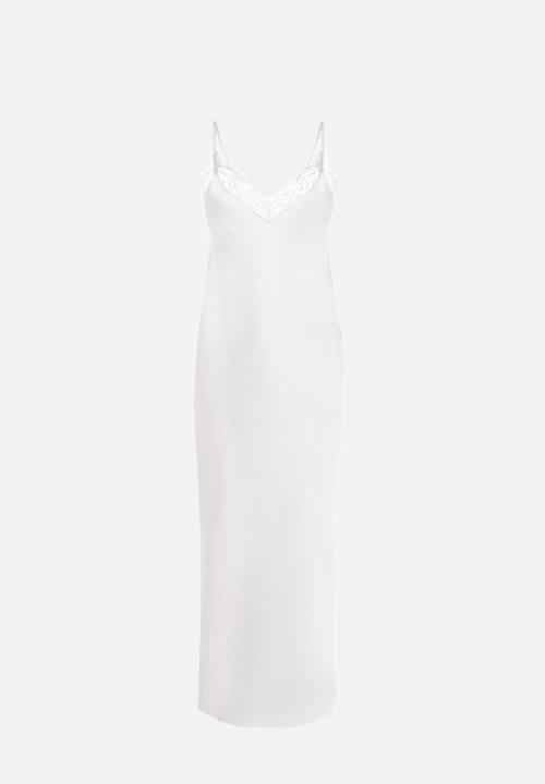 Hunkemoller - Sd satin lace long nightie - gardenia