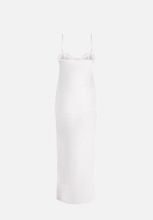 Hunkemoller - Sd satin lace long nightie - gardenia