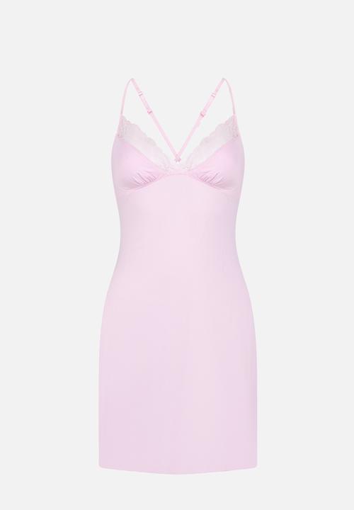 Hunkemoller - Sd jersey lace bow nightie - pink lady