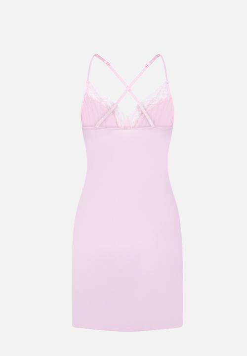 Hunkemoller - Sd jersey lace bow nightie - pink lady