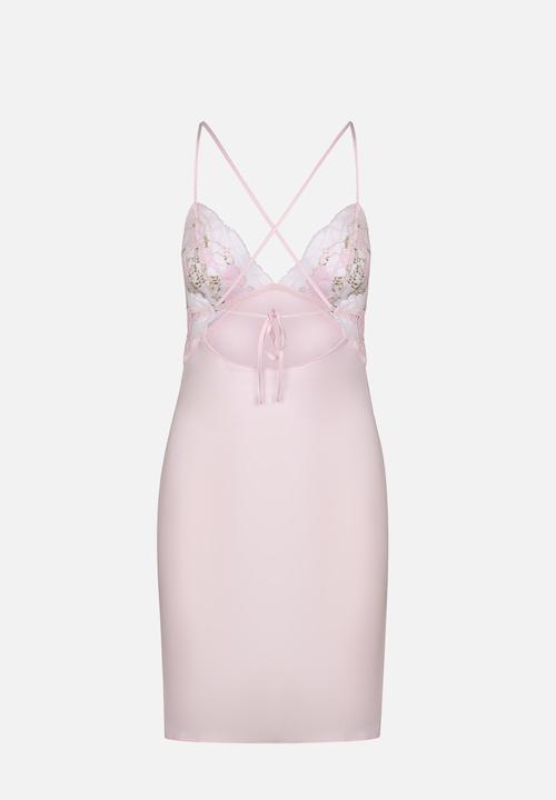 Hunkemoller - Sd satin lace miri nightie - barely pink