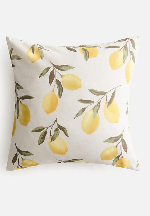 H&M - Patterned cushion cover - light beige/oranges