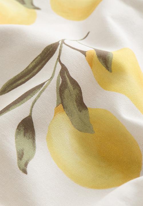 H&M - Patterned cushion cover - light beige/oranges