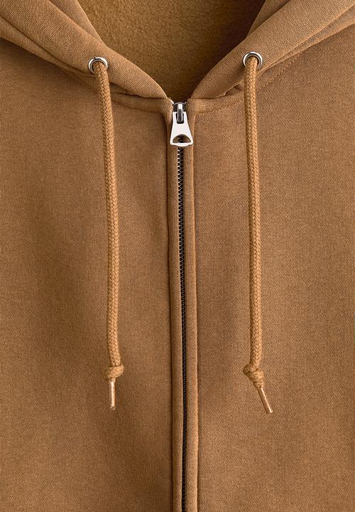 H&M - Oversized fit zip-through hoodie - dark beige
