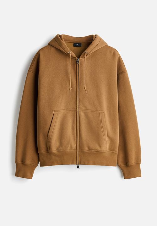 H&M - Oversized fit zip-through hoodie - dark beige