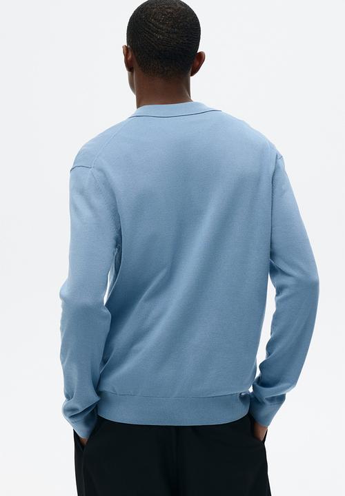 H&M - Regular fit fine-knit polo shirt - blue