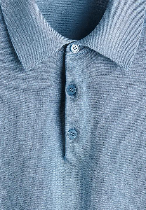 H&M - Regular fit fine-knit polo shirt - blue