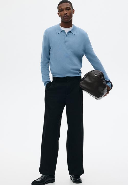 H&M - Regular fit fine-knit polo shirt - blue