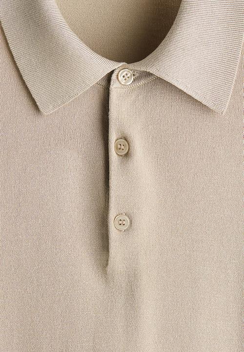 H&M - Regular fit fine-knit polo shirt - light beige