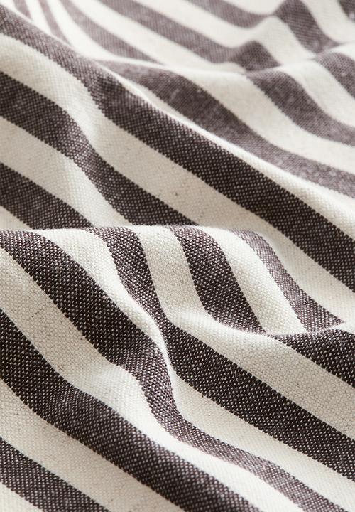 H&M - 4-Pack cotton napkins - dark brown/striped