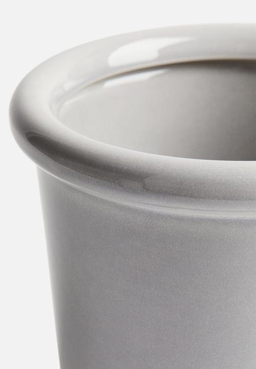 H&M - Stoneware plant pot with saucer - light grey