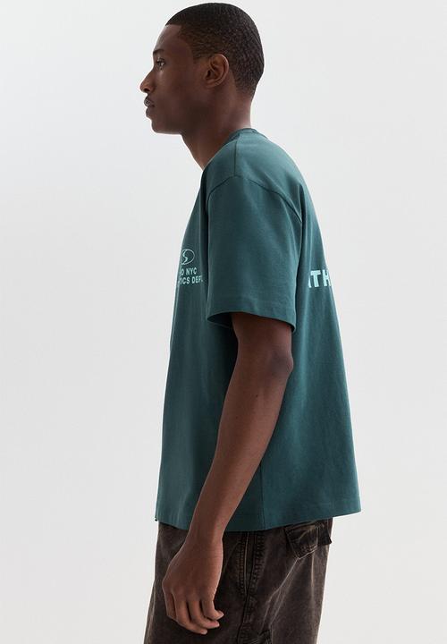 H&M - Loose fit printed t-shirt - dark teal/soho nyc