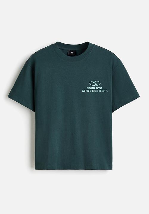 H&M - Loose fit printed t-shirt - dark teal/soho nyc