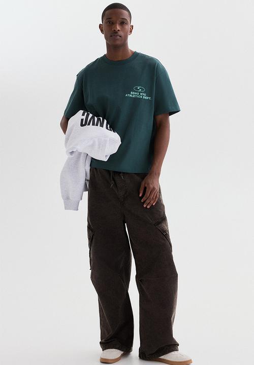 H&M - Loose fit printed t-shirt - dark teal/soho nyc
