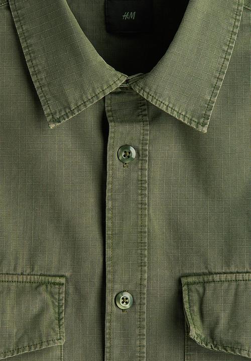 H&M - Regular fit utility shirt - dark khaki green