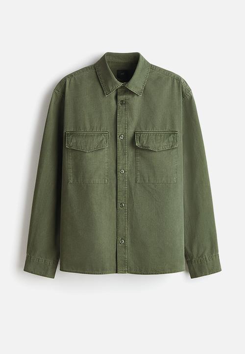 H&M - Regular fit utility shirt - dark khaki green