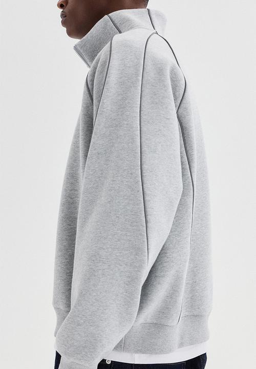 H&M - Loose fit zip-top sweatshirt - grey marl/akito