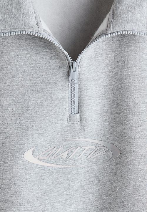 H&M - Loose fit zip-top sweatshirt - grey marl/akito