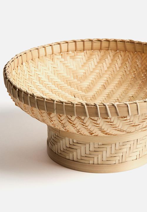 H&M - Footed bamboo serving bowl - beige