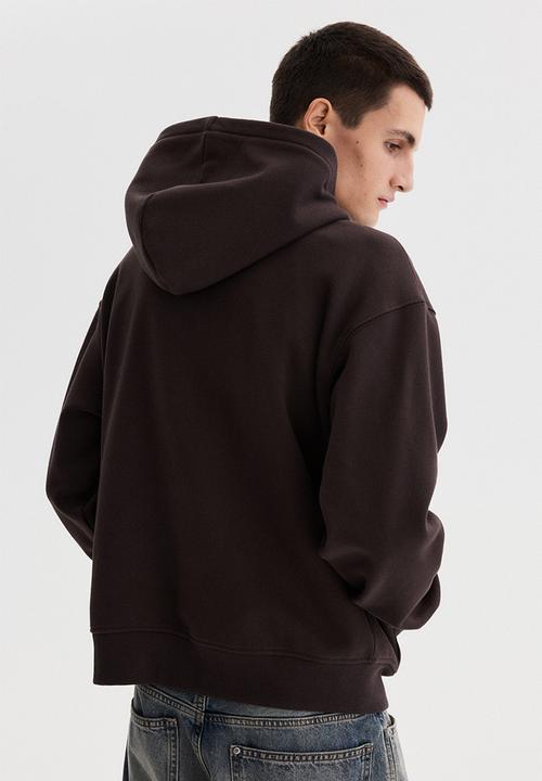 H&M - Loose fit boxy zip-through hoodie - dark brown/fortes fortuna