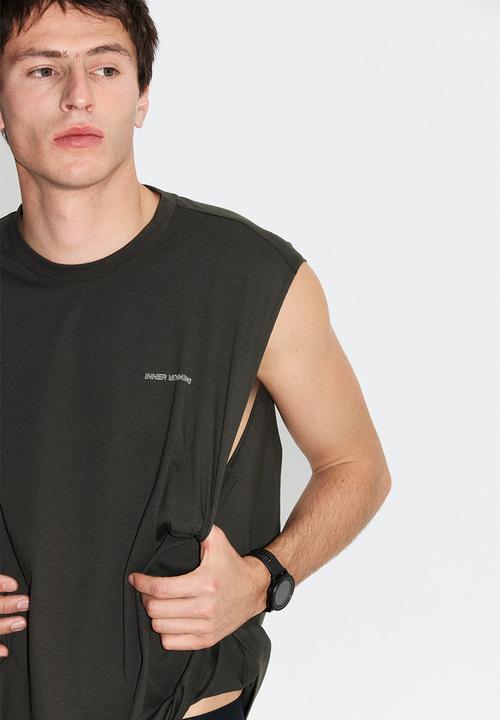 H&M - Loose fit sports vest top with drymove™ - dark grey/inner running