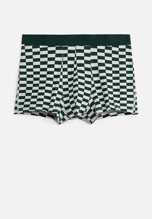 H&M - 3-pack cotton short trunks - grey marl/checked