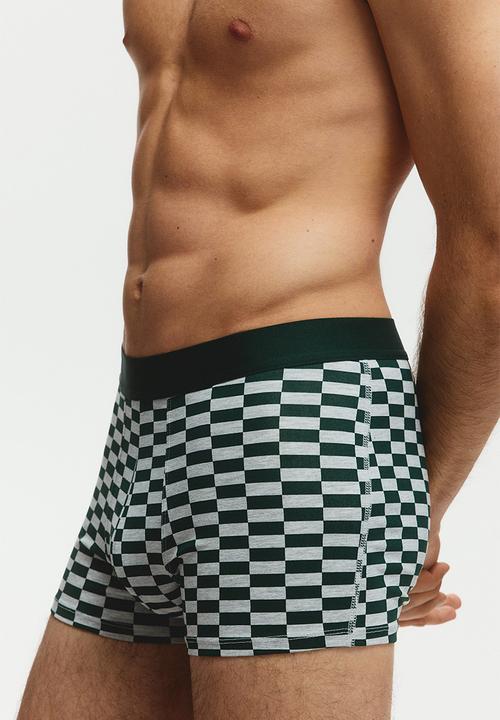 H&M - 3-pack cotton short trunks - grey marl/checked