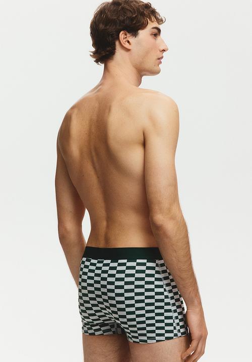 H&M - 3-pack cotton short trunks - grey marl/checked