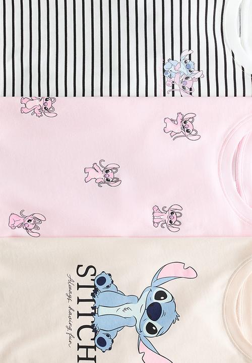 H&M - 3-pack printed jersey tops - beige/lilo & stitch