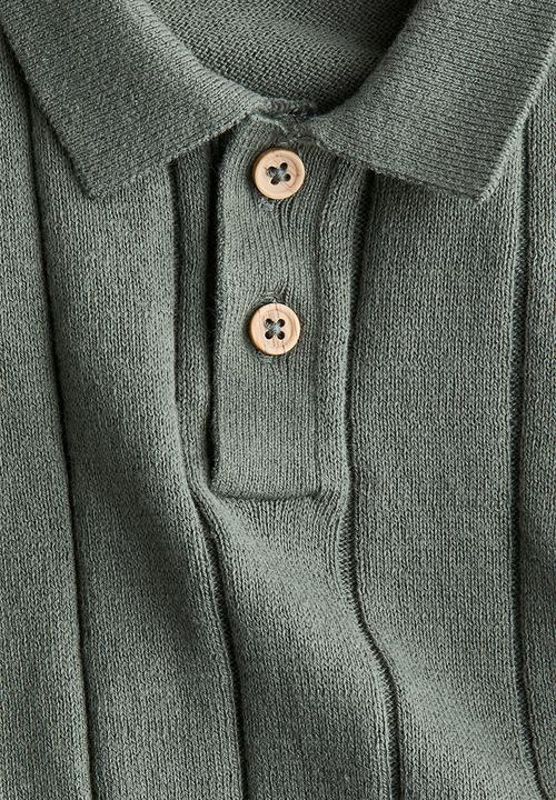 H&M - Knitted polo shirt - khaki green