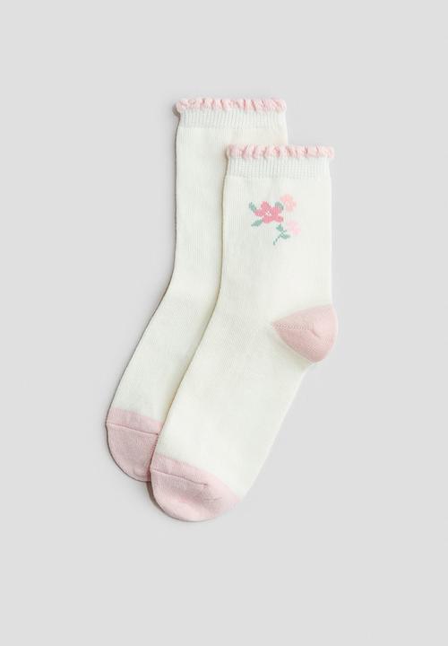H&M - 7-pack socks - cream/floral