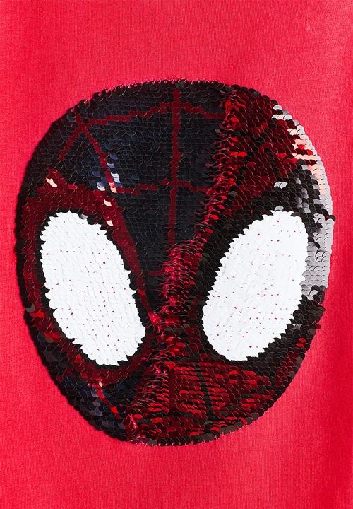 H&M - Reversible sequin t-shirt - red/spider-man