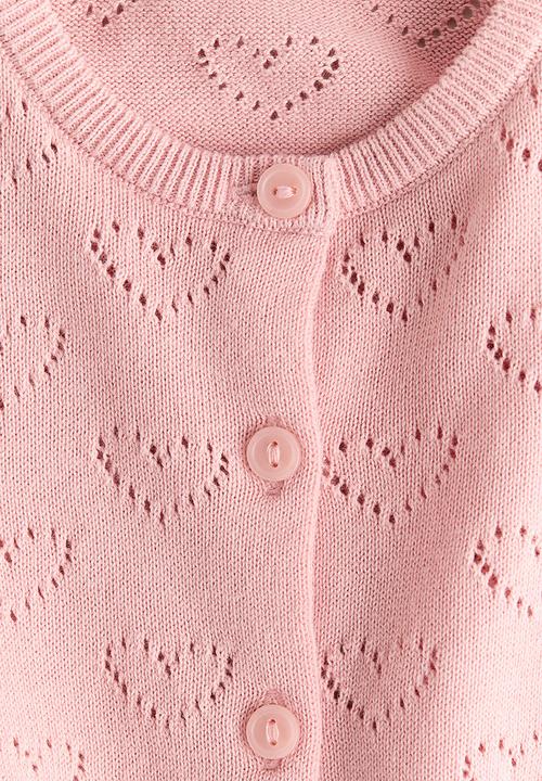 H&M - Pattern-knitted cotton cardigan - light pink